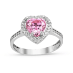 Pink Heart Solitaire Gold Ring